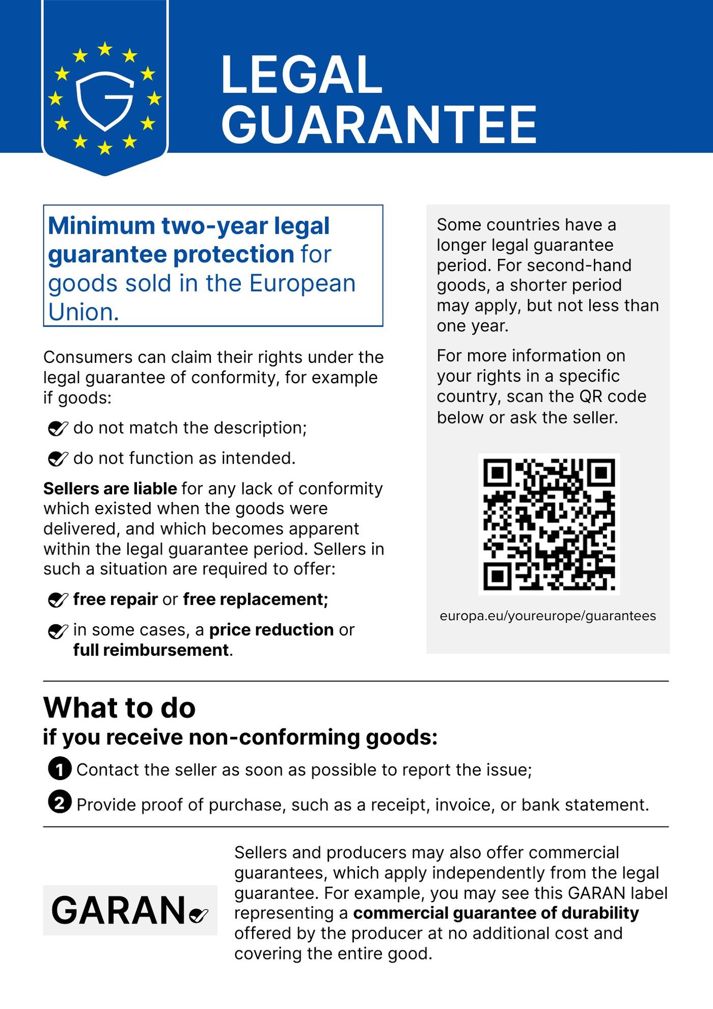EU legal guarantee notice – LEGAL GUARANTEE